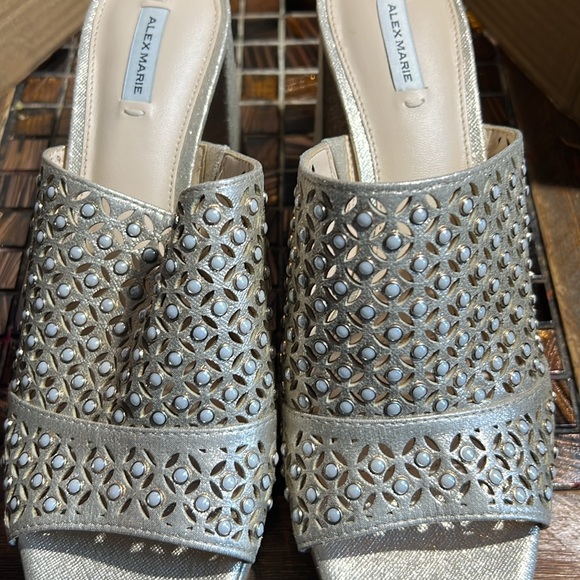 Alex Marie clog mules open toe gold shoes - Picture 7 of 7